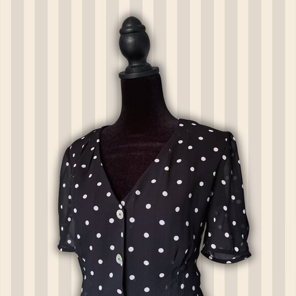 Secondhand Wilfred black + white polka dot blouse - Size 4 - Picture 2 of 5